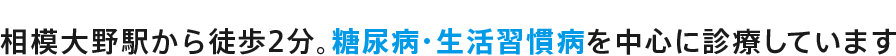 相模大野駅から徒歩2分。糖尿病・生活習慣病を中心に診療しています